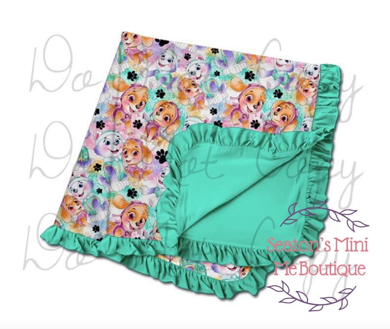 Girl Pups Blanket 60 x 80 Preorder Ending 03-17-25