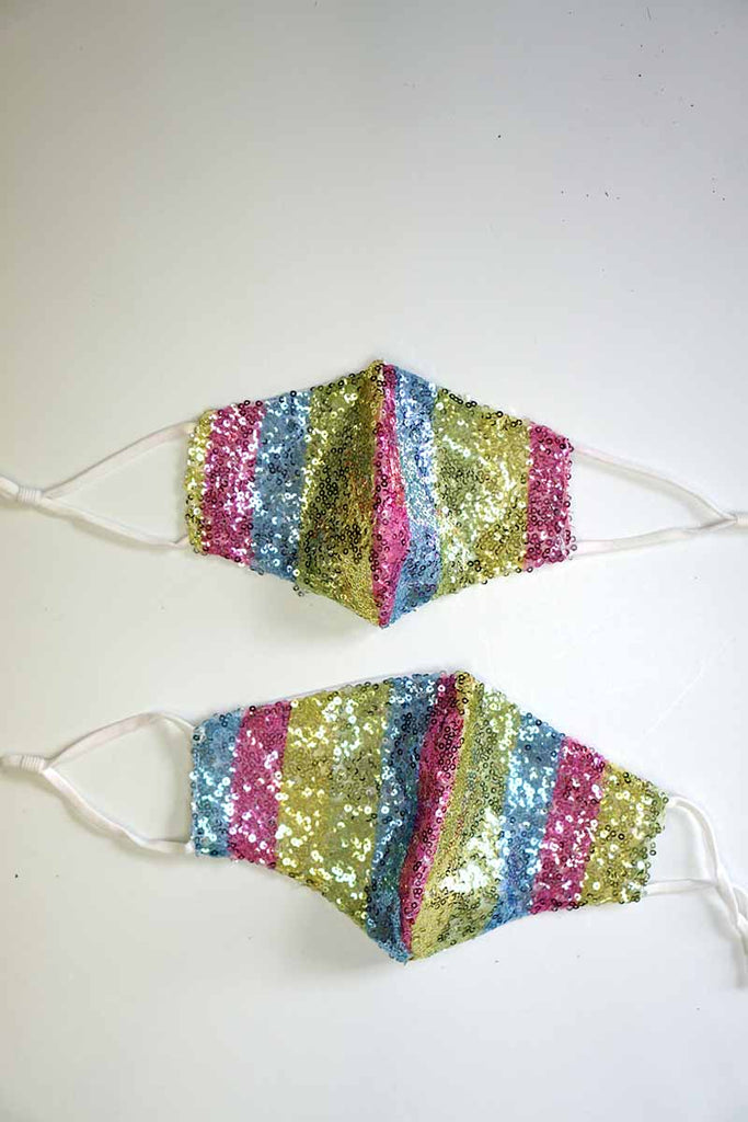 Rainbow Sequins Adult Face Mask