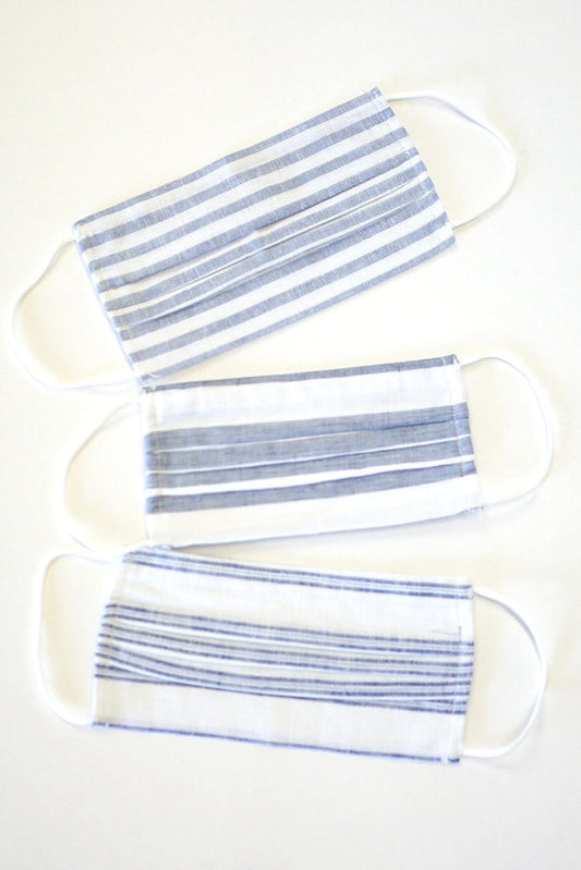 Stripe Cotton & Linen Reuseable Breathable Adult Face Mask