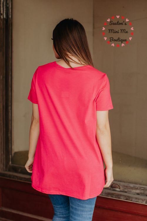 Essential Neon Pink Relaxed Fit Caged Neck Top